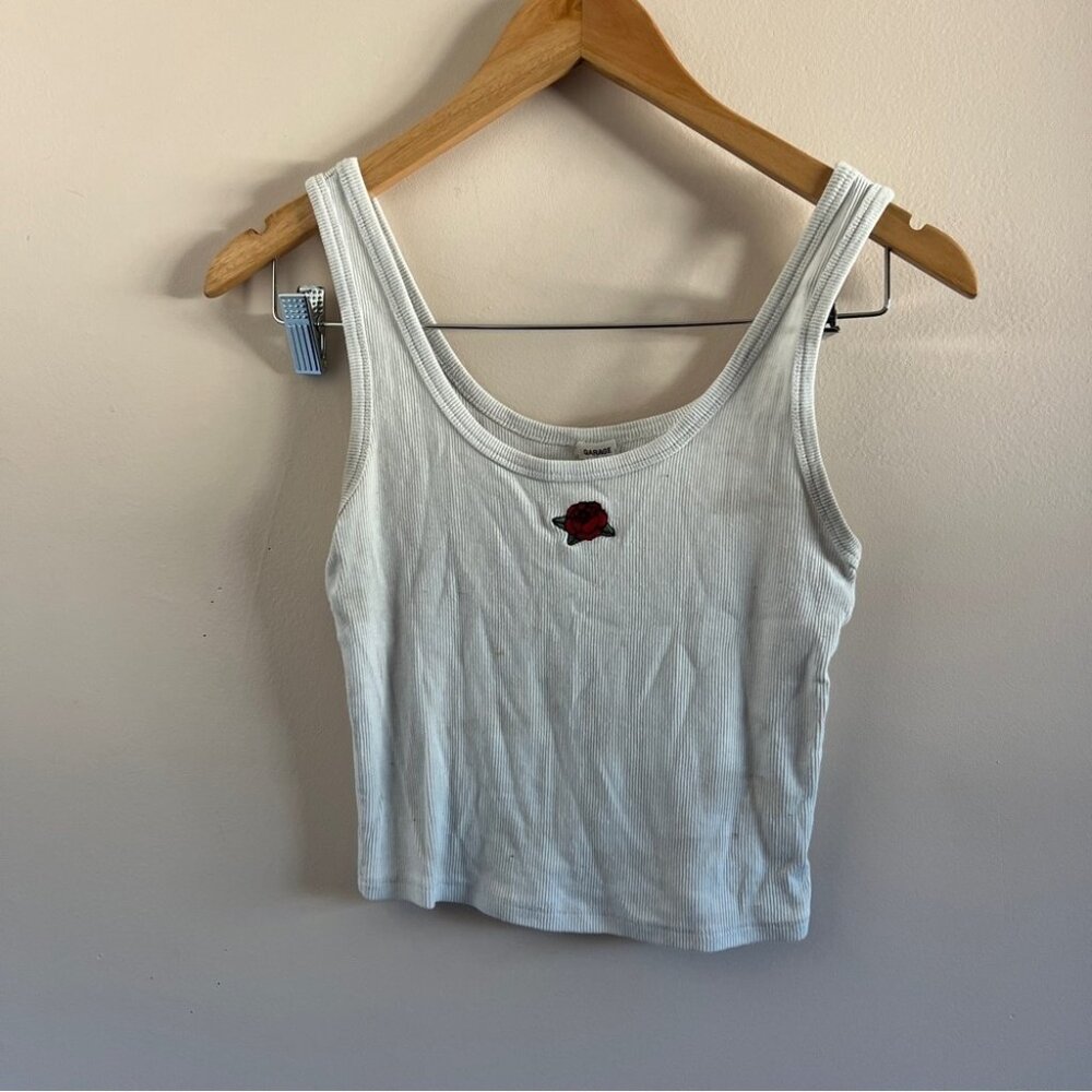 Garage | White Rose Crop Tank Top